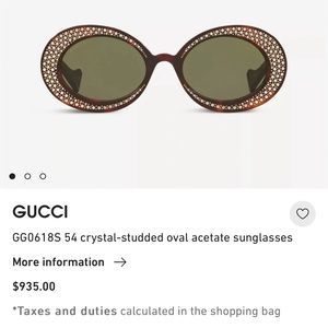 ★ SOLD ★ NEW GUCCI Crystal Embellished Cat Eye Sunglasses in Tortise Shell